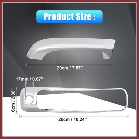 4pcs Chrome Plated ABS Exterior Side Door Handle Cover Trim for Dodge for Ram 1500 2500 3500 for Jeep Commander Grand Cherokee 2006-2010 Silver Tone Outer Door Handle Replace Parts in Saudi Arabia