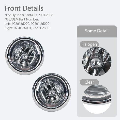 Front Bumper Fog Light For Hyundai Santa Fe 2001-2006 Foglight Headlight With Bulbs 9220126000 9220126001 Left&Right in Saudi Arabia