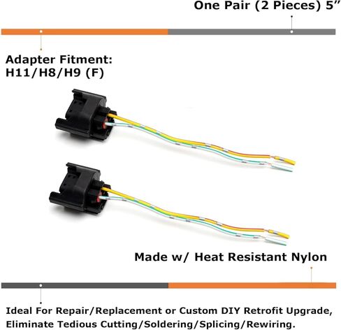 زوج iJDMTOY زوج OE-Spec 2-Pin H11/H8 أنثى موصل ضوء الضباب مع أسلاك التوصيل المصنوعة من الرصاص، متوافق مع بدائل إضاءة فولكس فاجن in Saudi Arabia