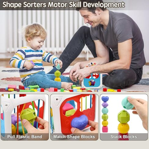 AiTuiTui Baby Montessori Toys for 1 Year Old Boy Girl Gifts, Shape Sorter Sensory Bin 6 12 18 Months Toys, Toddler Travel Fine Motor Skill Activity Learning Toys for Baby 1st Birthday in Kuwait