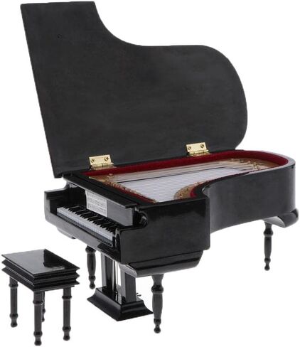 1/6 Scale Miniature Wooden Piano with Simulated Musical Instrument for Dollhouse, Black in Saudi Arabia