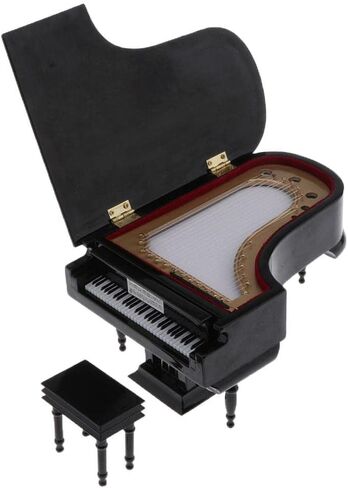 1/6 Scale Miniature Wooden Piano with Simulated Musical Instrument for Dollhouse, Black in Saudi Arabia