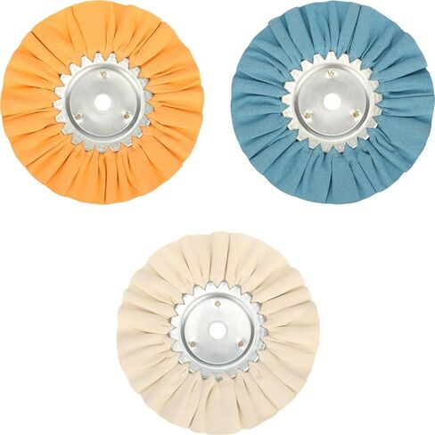 4pcs 8" Airway Buffing Wheel Kit (White/Orange/Blue/Yellow), 5/8" Arbor Hole,16 Ply Fine, Medium, Coarse, Hard Polishing for Angle Grinder Mirror Finish on Aluminum and Stainless in Saudi Arabia