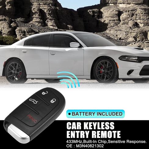 X AUTOHAUX 2 قطعة M3N40821302 433 ميجا هرتز استبدال القرب الذكي بدون مفتاح مفتاح السيارة عن بعد فوب لشاحن دودج 11-18 لدارت 14-16 لتشالنجر 15-18 46 رقاقة 4 أزرار مع مفتاح الباب in Kuwait
