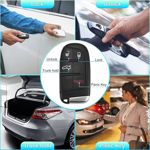 X AUTOHAUX 2 قطعة M3N40821302 433 ميجا هرتز استبدال القرب الذكي بدون مفتاح مفتاح السيارة عن بعد فوب لشاحن دودج 11-18 لدارت 14-16 لتشالنجر 15-18 46 رقاقة 4 أزرار مع مفتاح الباب in Kuwait