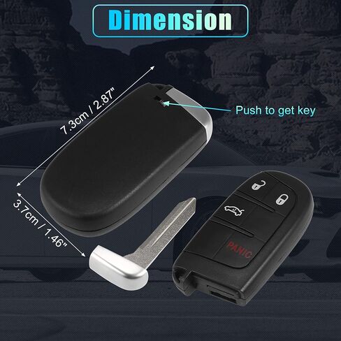 X AUTOHAUX 2 قطعة M3N40821302 433 ميجا هرتز استبدال القرب الذكي بدون مفتاح مفتاح السيارة عن بعد فوب لشاحن دودج 11-18 لدارت 14-16 لتشالنجر 15-18 46 رقاقة 4 أزرار مع مفتاح الباب in Kuwait