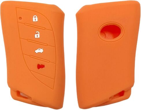 Silicone Key Fob Cover, 4 Buttons Keyless Remote Holder Fit for Lexus ES 350 300h 250 GX 460 LS 500 500h LX 600 NX 350h 350 250, Remote Key Protector (Orange) in Saudi Arabia