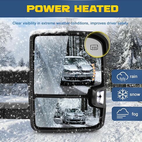 Tow Mirrors for 2007-2013 Chevrolet Silverado GMC Sierra 1500/2500 HD/3500 (07 New Body) Side Mirror with Sequential Turn Signal Dotted white running lights Power Heated Chrome Pair Set in Kuwait