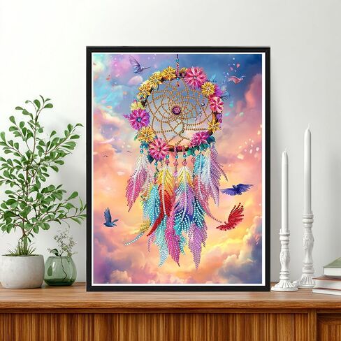DIY Diamond Art Kits for Adults Dreamcatcher Special Shape - 5D Diamond Painting Kits for Adults Flower - Crystal Embroidery Cross Stitch - Craft for Wall & Office Decor 12 x 16 Inch N1 in Saudi Arabia