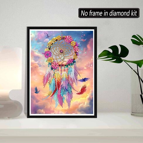 DIY Diamond Art Kits for Adults Dreamcatcher Special Shape - 5D Diamond Painting Kits for Adults Flower - Crystal Embroidery Cross Stitch - Craft for Wall & Office Decor 12 x 16 Inch N1 in Saudi Arabia