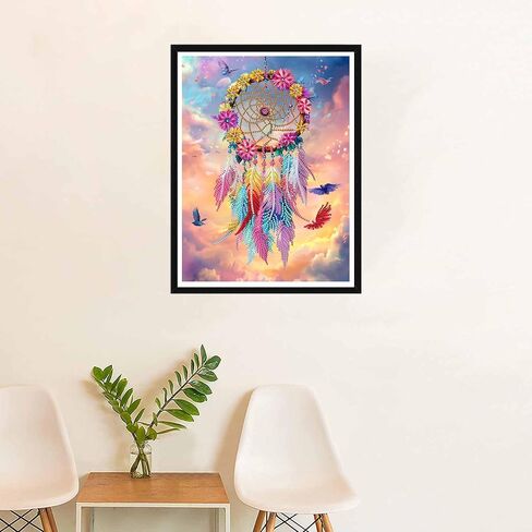 DIY Diamond Art Kits for Adults Dreamcatcher Special Shape - 5D Diamond Painting Kits for Adults Flower - Crystal Embroidery Cross Stitch - Craft for Wall & Office Decor 12 x 16 Inch N1 in Saudi Arabia