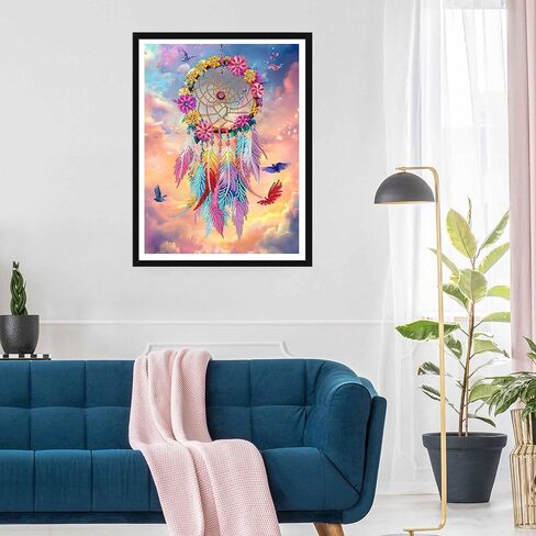 DIY Diamond Art Kits for Adults Dreamcatcher Special Shape - 5D Diamond Painting Kits for Adults Flower - Crystal Embroidery Cross Stitch - Craft for Wall & Office Decor 12 x 16 Inch N1 in Saudi Arabia
