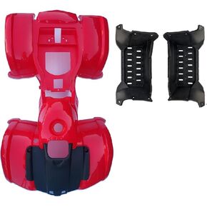 مجموعة هيكل من البلاستيك الأحمر بعرض 25 بوصة لـ Taotao 110D 125D T-Force COOLSTER 3050D 3125R ATV مع غطاء محرك السيارة (مع واقيات أقدام منحنية وغطاء محرك السيارة) in Saudi Arabia