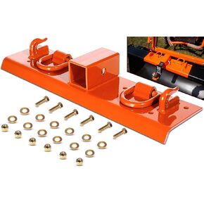 Bonbo Tractor Grab Hooks Compatible with Kubota Tractors - Bolted on Compact Tractor Bucket Grab Hooks with D Rings and 2" Receiver, Orange in Saudi Arabia