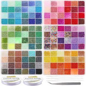 EuTengHao 3mm Glass Seed Beads for Bracelet Making Kit, 8/0 Small Craft Beads for Bracelet Necklaces Crafting Jewelry Making Supplies (36000Pcs,144 Colors) in Kuwait