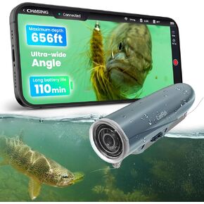 كاميرا الصيد Chasing Fishing CamX تحت الماء، HD 1080P و136 درجة زاوية واسعة للغاية، 656FT ROV مقاومة للماء/استشعار الحركة/تسجيل ذكي مجزأ/شحن لاسلكي/تطبيق متوافق مع iOS وAndroid in Kuwait