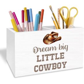 Coquette Pink Bow Western Pen Holder for Desk, Cowgirl Gifts Pencil Organizer, Country Cowgirl Hat Boots Western Wooden Box Sign Desk Decor for Girls Bedroom Home Office Decoration in Saudi Arabia