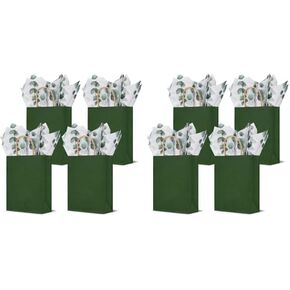 24 Pcs Sage Green Paper Gift Bags with 24 Pcs Eucalyptus Tissue Paper Green Goodie Bags with Handles for Birthday Baby Shower Wedding Party Supplies in Saudi Arabia