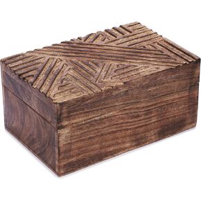Ajuny Handcrafted Decorative Jewelry Box Beautifully Tree Of Life Design Carving Wooden Treasure Chest Jewellery Storage Boxes Organizer Trinket keepsake Holder Watch Box, Great for Gifts - 9x6 Inch in Kuwait
