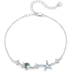 Cuoka Turtle Bracelet for Women Double Layer Opal Tortoise Bracelets S925 Sterling Silver Hypoallergenic Jewelry Gifts for Mother Girls in Kuwait