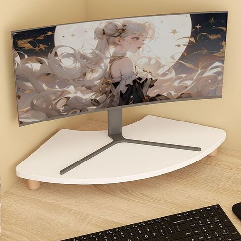 White Corner Monitor Stand Riser, Wood Desktop Triangle Monitor Shelf, 2.3" / 3.1" / 4.1" High Study Room Table Storage Rack for Many Occasions (Size : H 8cm (3 1/8")) in Saudi Arabia