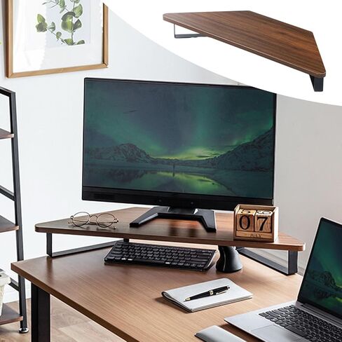 3.5" High Corner Monitor Riser, Universal Office Desktop Triangular Stand with Metal Support ＆ Anti-Slip Mat, Study Room Desk Organizer Shelf in Saudi Arabia