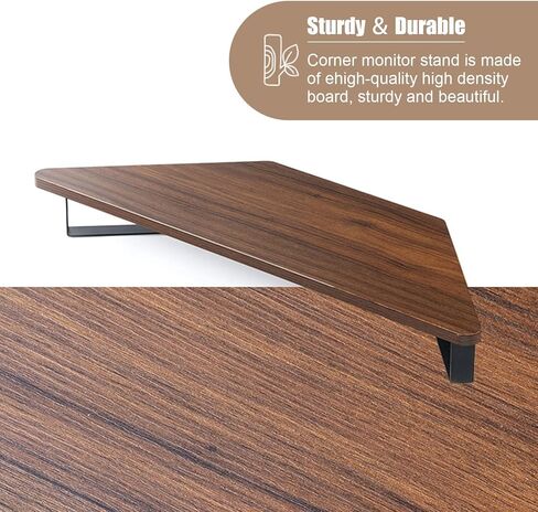 3.5" High Corner Monitor Riser, Universal Office Desktop Triangular Stand with Metal Support ＆ Anti-Slip Mat, Study Room Desk Organizer Shelf in Saudi Arabia