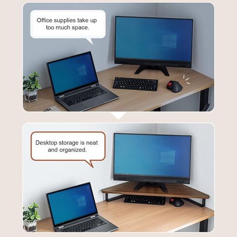 3.5" High Corner Monitor Riser, Universal Office Desktop Triangular Stand with Metal Support ＆ Anti-Slip Mat, Study Room Desk Organizer Shelf in Saudi Arabia