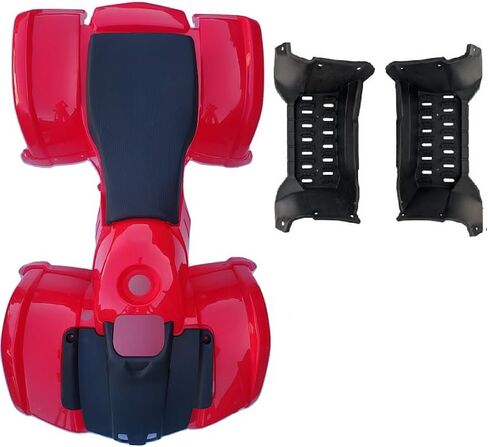 مجموعة هيكل من البلاستيك الأحمر بعرض 25 بوصة لـ Taotao 110D 125D T-Force COOLSTER 3050D 3125R ATV مع غطاء محرك السيارة (مع واقيات أقدام منحنية وغطاء محرك السيارة) in Kuwait