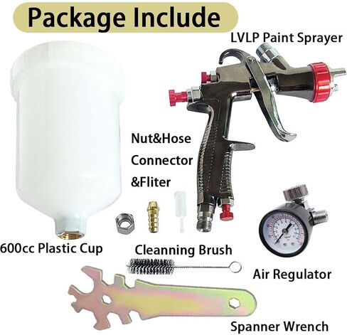 YSIL LVLP Spray Gun R500 Gravity Feed Car Paint Sprayer with 600CC Capacity 1.3MM Nozzle,Air Regulator&Oil-Water Separator,R500 Spray Gun for Automotive,Furniture,House Painting,Varnish,Top Coat in Kuwait