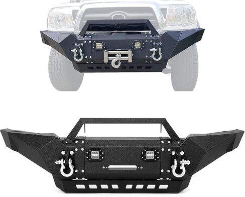 KUAFU Front Bumper Compatible with 2005-2015 Toyota Tacoma w/Winch Plate LED Lights D-rings Powder Coated Black Steel in Saudi Arabia