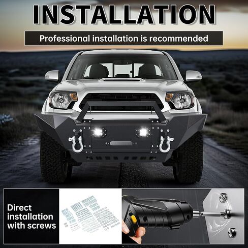 KUAFU Front Bumper Compatible with 2005-2015 Toyota Tacoma w/Winch Plate LED Lights D-rings Powder Coated Black Steel in Saudi Arabia