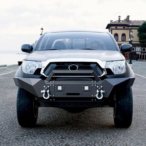 KUAFU Front Bumper Compatible with 2005-2015 Toyota Tacoma w/Winch Plate LED Lights D-rings Powder Coated Black Steel in Saudi Arabia