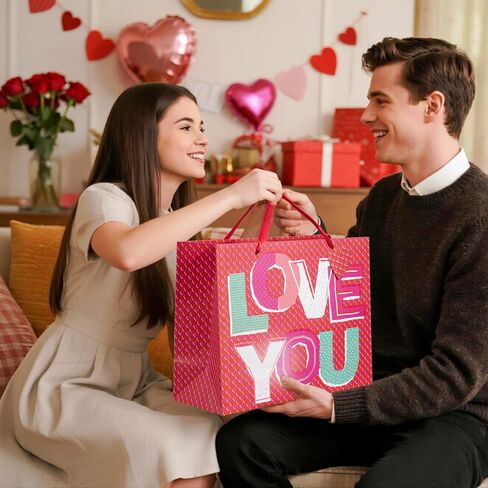 Loveinside Valentine's Day Gift Bag - Rainbow Love Design with Greeting Card and Tissue Paper for Valentine's Day, Wedding and Anniversary - 13" x 5" x 10", 1 Pcs in Kuwait