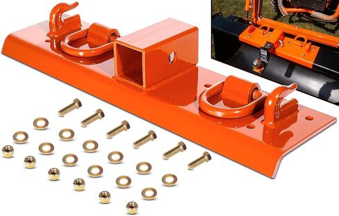 Bonbo Tractor Grab Hooks Compatible with Kubota Tractors - Bolted on Compact Tractor Bucket Grab Hooks with D Rings and 2" Receiver, Orange in Saudi Arabia