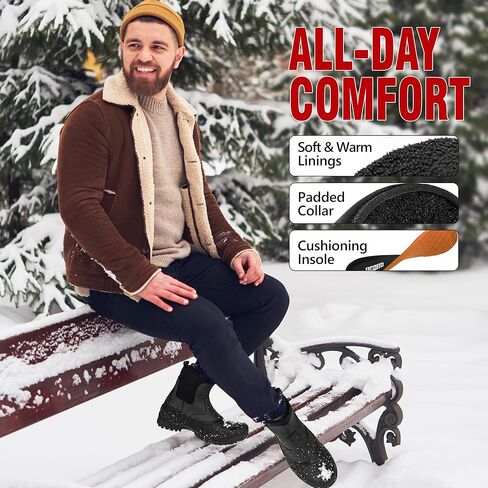 R CORD Snow Boots for Men Waterproof Mens Snow Boots Non-Slip Insulated Warm Durable Winter Boots for Men Winter Hiking Boots High Traction Outdoor Boots for Men in Kuwait