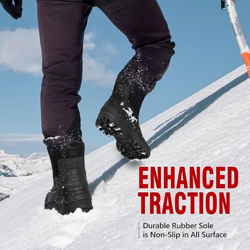 R CORD Snow Boots for Men Waterproof Mens Snow Boots Non-Slip Insulated Warm Durable Winter Boots for Men Winter Hiking Boots High Traction Outdoor Boots for Men in Kuwait