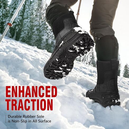R CORD Snow Boots for Men Waterproof Mens Snow Boots Non-Slip Insulated Warm Durable Winter Boots for Men Winter Hiking Boots High Traction Outdoor Boots for Men in Kuwait