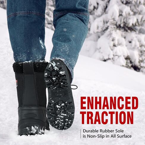 R CORD Snow Boots for Men Waterproof Mens Snow Boots Non-Slip Insulated Warm Durable Winter Boots for Men Winter Hiking Boots High Traction Outdoor Boots for Men in Saudi Arabia