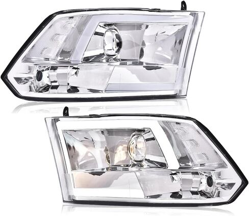 PIT66 LED المصابيح الأمامية الجمعية المصابيح الأمامية متوافقة مع دودج رام 1500 2500 3500 2009-2012 عدسة سموكي أسود الإسكان العنبر عاكس 68001484AE، 68001484AG، CH2519135، CH2502217، 2221-0090L in Kuwait