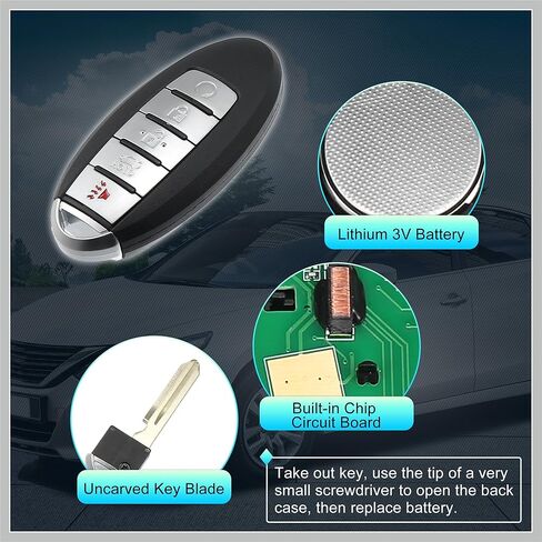 433MHz KR5S180144014 Replacement Smart Proximity Insert Keyless Entry Remote Key Fob for Nissan Altima Maxima 5 Buttons 4A Chip IC: 7812D-S180204 Replacement Car Parts in Saudi Arabia