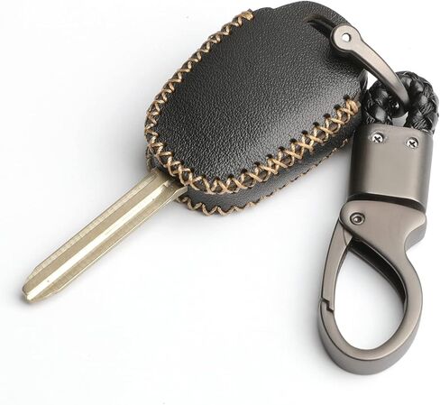 Leather for Toyota Camry SE LE Sequoia Avalon Corolla RAV4 Venza Remote 4 Buttons Key Case Holder Cover Fob Chain (Black) in Saudi Arabia