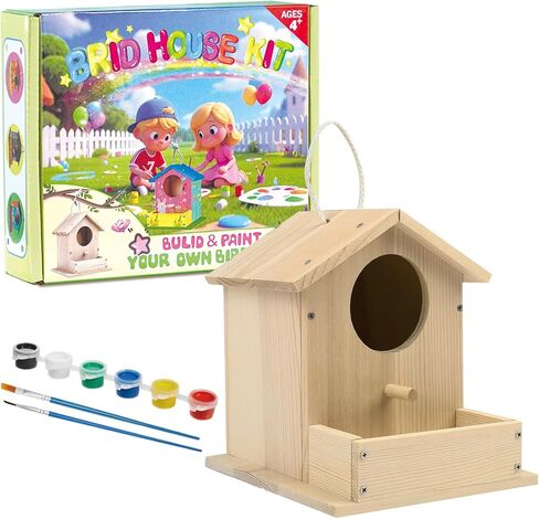 Bird House Kits for Kids Ages 4-8, Wooden DIY Birdhouse Kit, Outdoor Woodworking Crafts Freestyle Painting, Bird Houses for Outside with Paints & Brushes, Boy Girl Gift Christmas(1Pcs) in Saudi Arabia