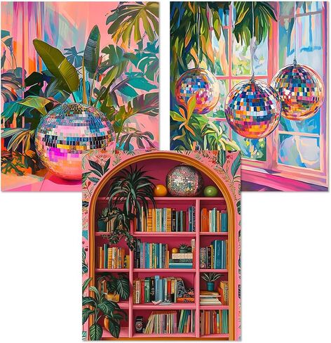 JWVK Trendy Maximalist Pink Cheetah Diamond Art Kits 3 Pack, Funky Retro Leopard Disco Ball Preppy DIY Diamond Gem Painting Art Kits for Girls Kids Adults Beginners, Cheetah Room Decor 10x11.8 Inch in Saudi Arabia
