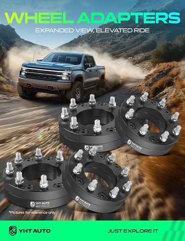 محولات عجلات YHTAUTO 6x5.5 إلى 8x6.5 مقاس 2 بوصة متوافقة مع شيفروليه ورام وجي إم سي وكاديلاك، وفواصل الإطارات مع مسامير بدرجة 14x1.5 و12.9، وتجويف مركزي 108 مم و6 عروة 4 قطع باللون الأسود in Saudi Arabia
