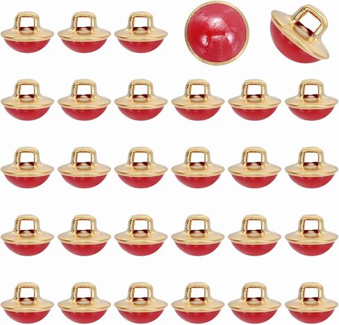 HARFINGTON 30PCS 16L Round Faux Pearl Buttons, 10mm Gold Metal Shank Sewing Button Replacement for Sewing Clothing Bridal Wedding Dress DIY Crafts, Wine Red in Saudi Arabia