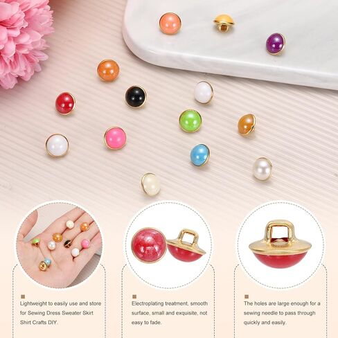 HARFINGTON 30PCS 16L Round Faux Pearl Buttons, 10mm Gold Metal Shank Sewing Button Replacement for Sewing Clothing Bridal Wedding Dress DIY Crafts, Wine Red in Saudi Arabia