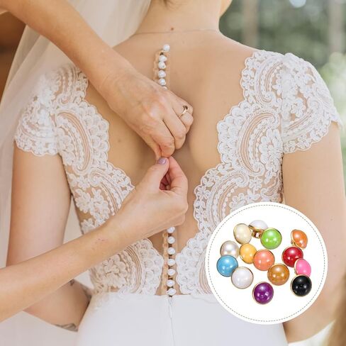 HARFINGTON 30PCS 16L Round Faux Pearl Buttons, 10mm Gold Metal Shank Sewing Button Replacement for Sewing Clothing Bridal Wedding Dress DIY Crafts, Wine Red in Saudi Arabia