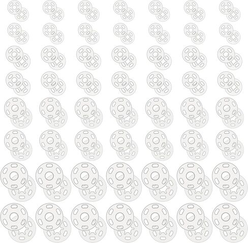 wllhyf 120 مجموعات خياطة على أزرار المفاجئة غير مرئية البلاستيك جولة الصحافة الأزرار يستقر 4 أحجام أزرار السحابات لمحفظة القمصان حقيبة يد الملابس الخياطة الملابس الحرفية DIY لوازم المشاريع الحرفية in Saudi Arabia