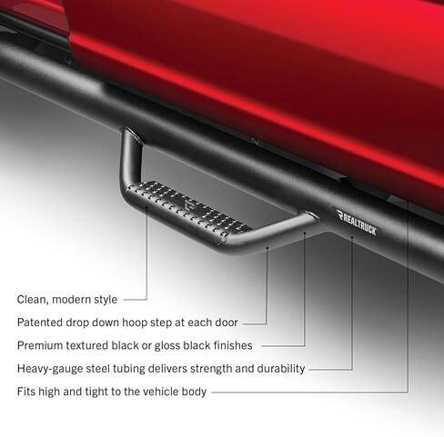 RealTruck Nerf Steps for Dodge RAM | Cab Length, Heavy Duty Steel, Gloss Back | D0273QC | Fits 2002-2008 Dodge RAM 1500, 2002-2009 2500/3500 Quad Cab 4 Door, SRW/DRW Gas/Diesel. in Kuwait